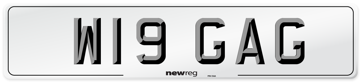 W19 GAG Number Plate from New Reg